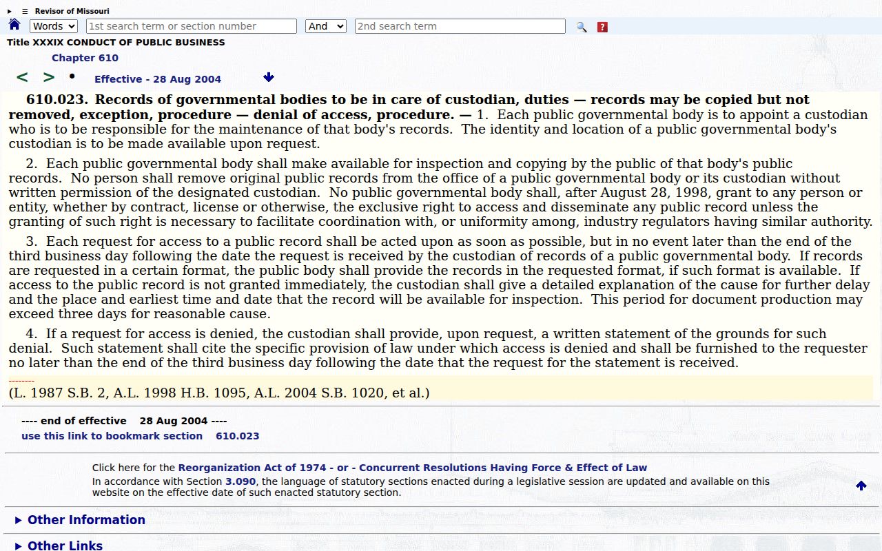 Henry County civil docket Missouri Sunshine Law request procedure