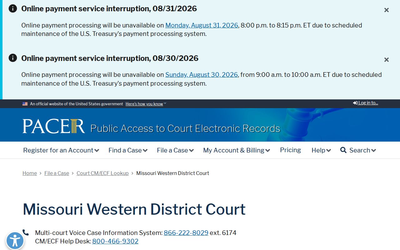 Henry County civil court docket Western District of Missouri PACER route