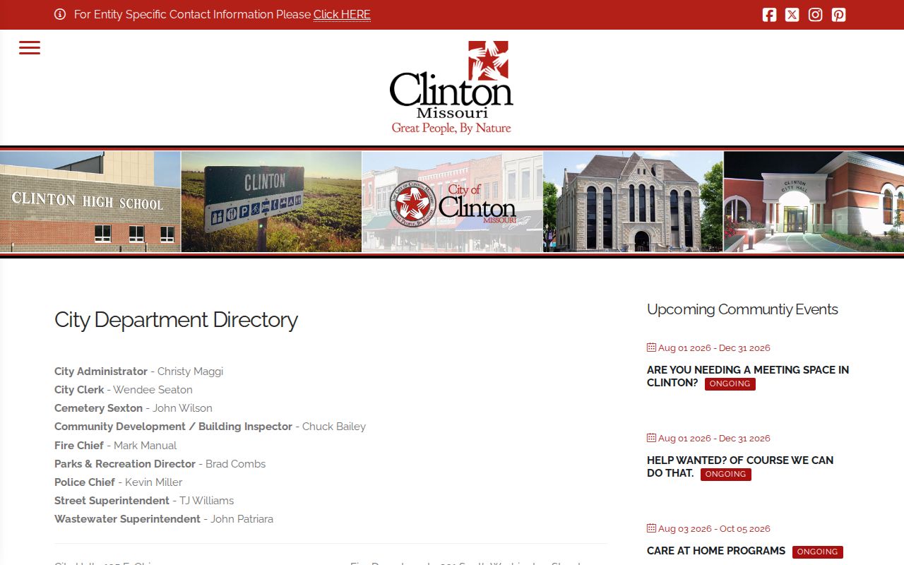 Henry County Clinton court records city department directory