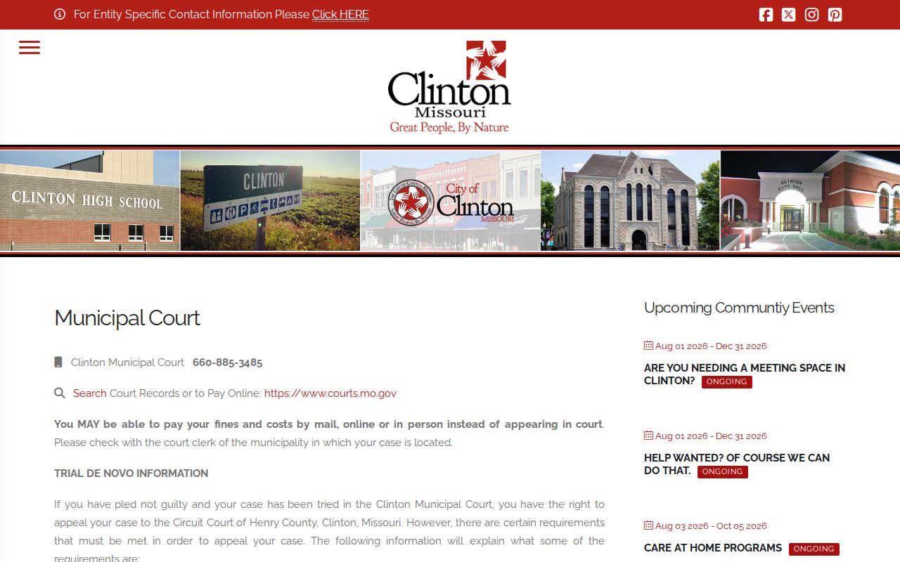 Henry County Clinton court records municipal court information