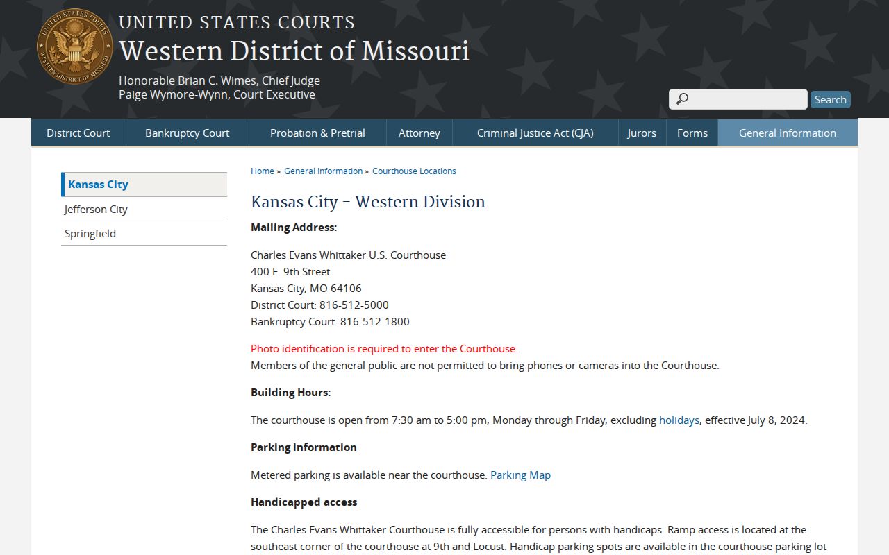 Henry County court schedule federal Western District of Missouri office information