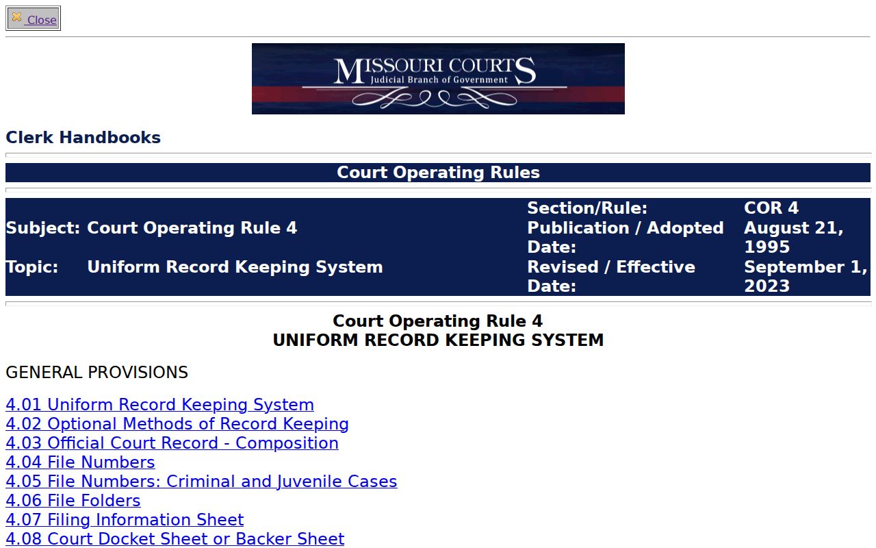 Henry County criminal docket Missouri court record access rules