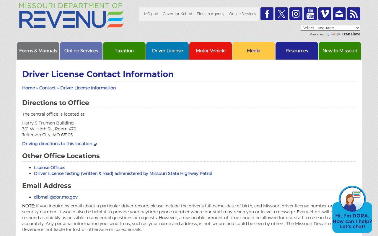 Henry County traffic court Department of Revenue contact information